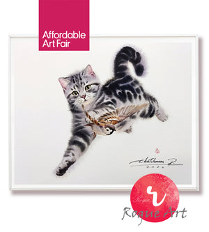 Silver Tabby Cat - Jump